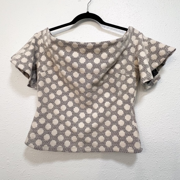 Anthropologie eri + ali polka dot top off shoulder, size Medium - Picture 3 of 6